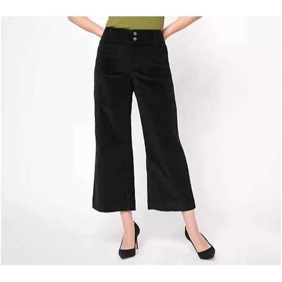 Studio Park x Amy Stran Regular Wide Leg Corduroy Pant Black Reg 10 A620520 - Picture 1 of 1